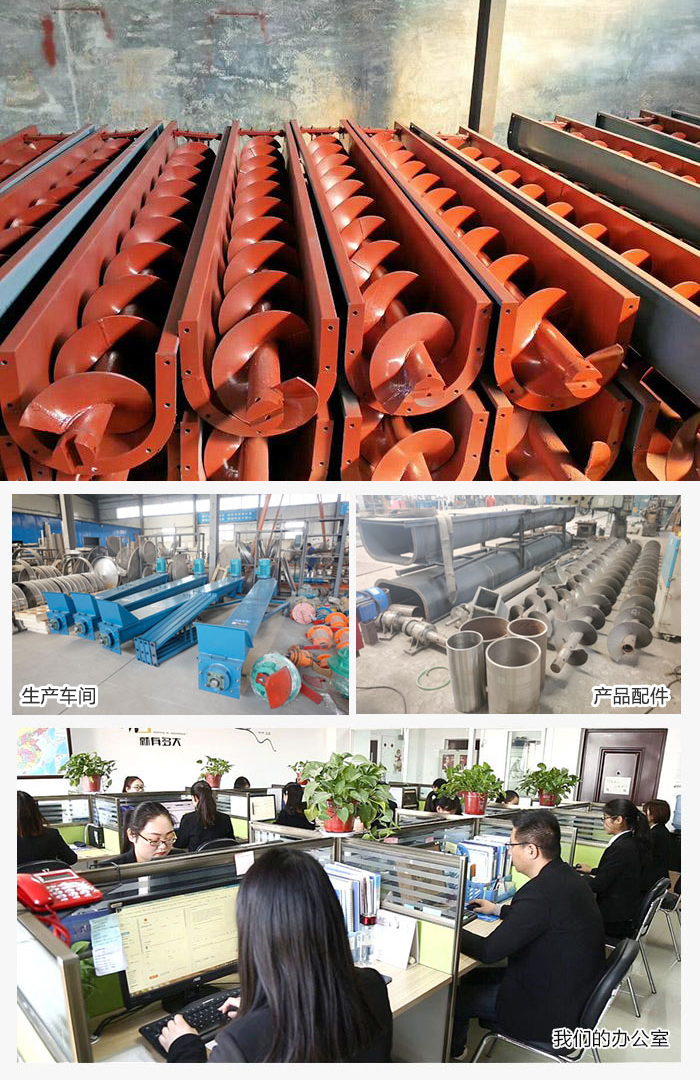 絞龍螺旋輸送機(jī)產(chǎn)品,廠區(qū),以及辦公場(chǎng)地展示圖。
